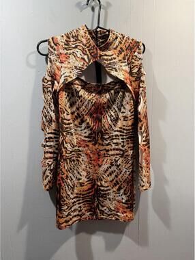 Womens Unif Long Sleeves Dress Leopard Print Size Medium Multicolor Stretchy